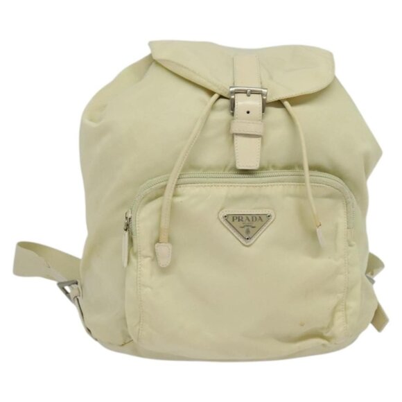 PRADA Backpack Nylon Beige Silver Auth 132544 - Picture 1 of 16